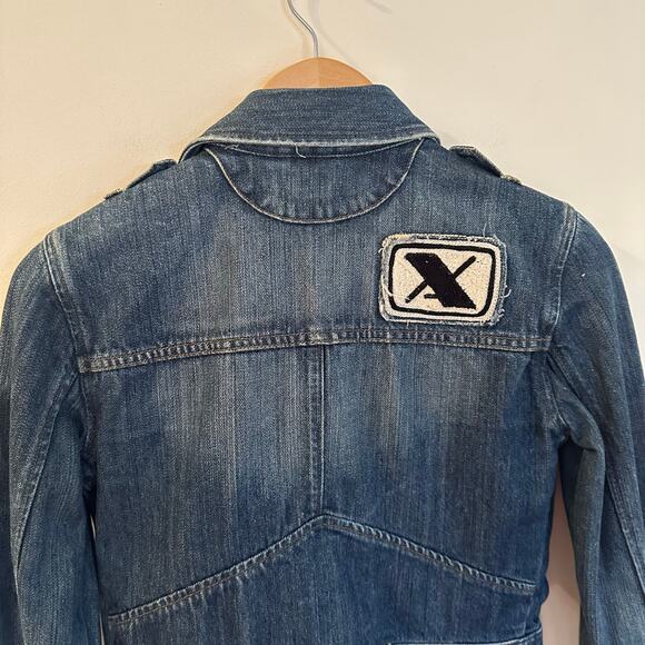 Armani Exchange Denim Jacket sz S Jean Jacket Patchwork Jacket - Picture 10 of 10